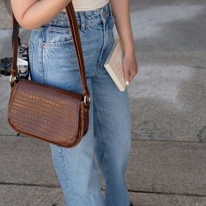 Poppy Barley Refined Saddle Bag in Brown Croc